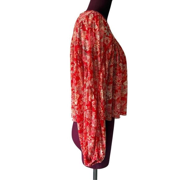 Free People Up For Anything Top size XS Red Floral Boho - Picture 8 of 10